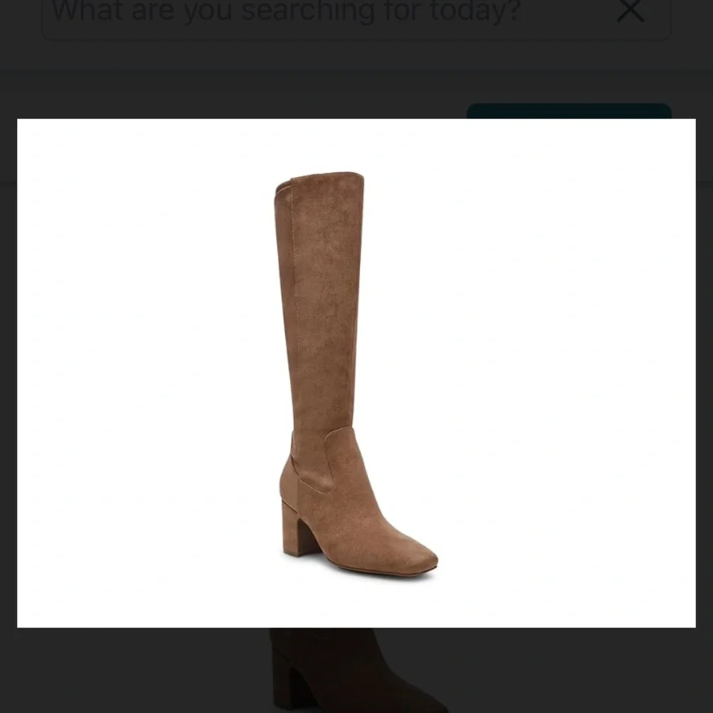 Anne Klein Tan Over the Knee Boots with Chunky Heel - Picture 1 of 4